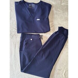 FIGS Scrub Set Top M + Pants M Navy | Technical Collection Medical Uniform Set